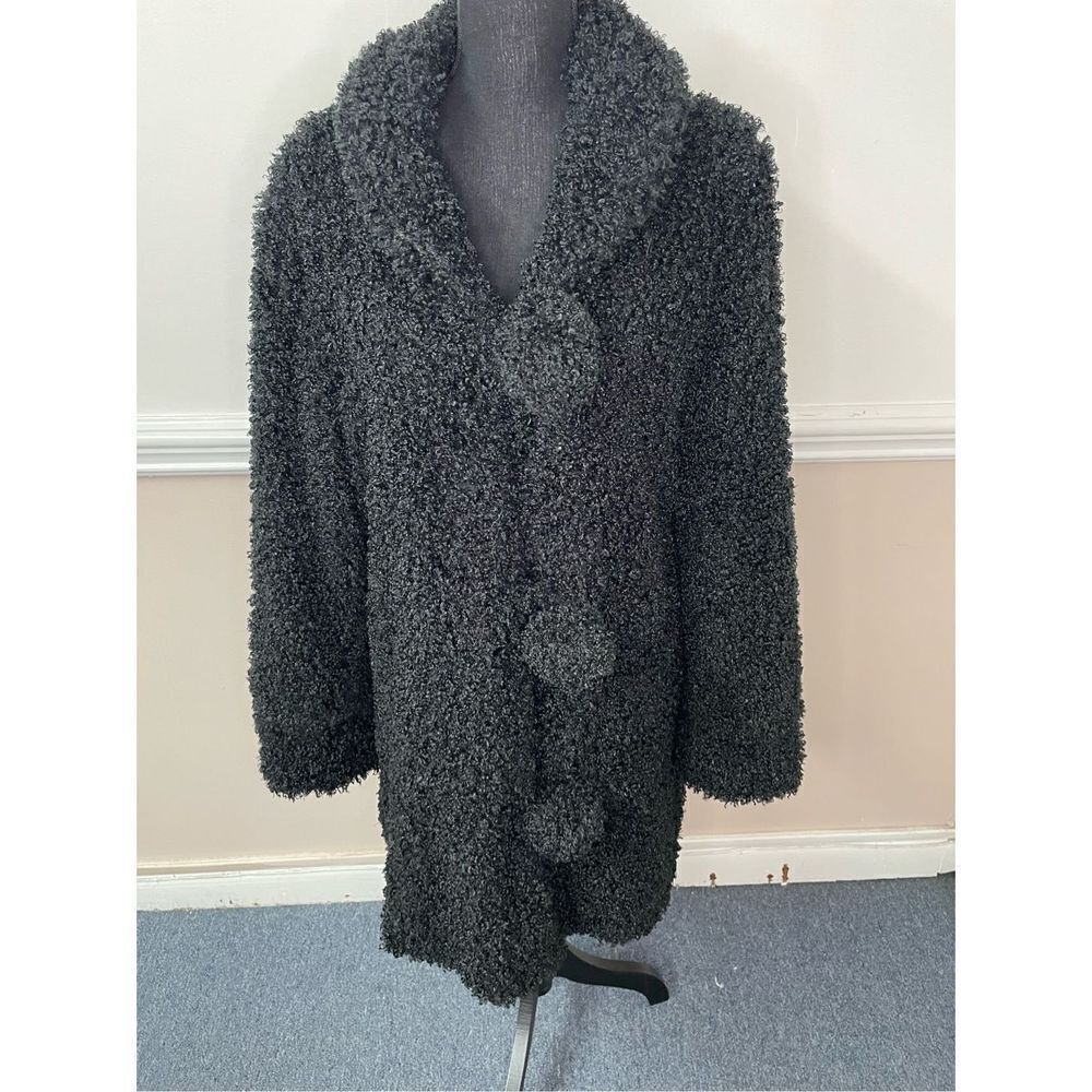 Montanaco Black Fuzzy Fux Persian Coat Size Medium